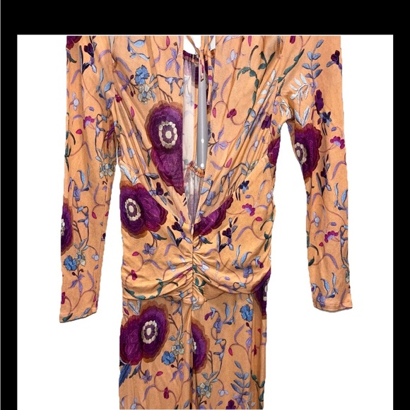 ISABEL MARANT Jadessi Dress Peach Floral FR 40 US 8 Cut Out Midi Halter Boho NWT - Picture 11 of 14
